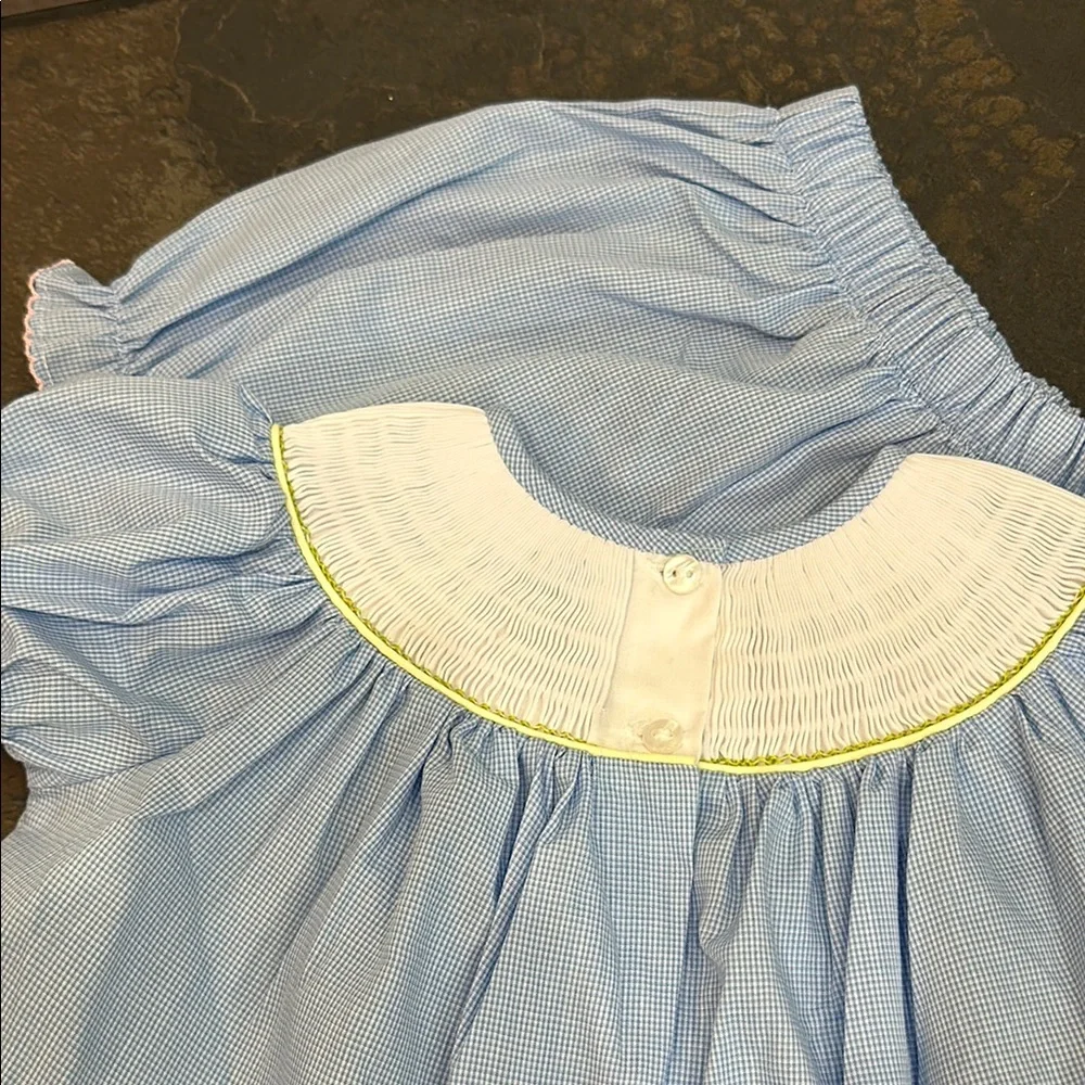 Blue Smocked Bunny Girls Matching Set
